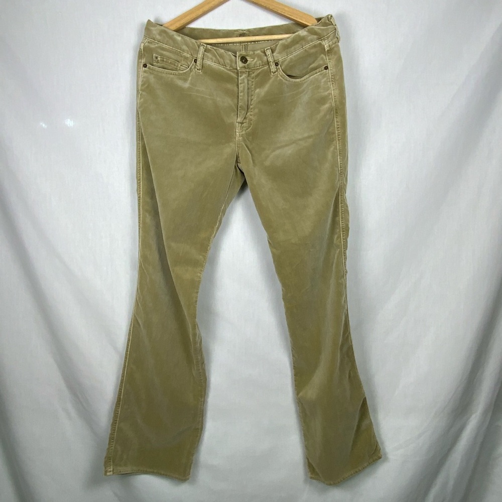 7 For All Mankind Tan Velvet Velour Pants Women’s Size 34 A Pocket Straight Leg